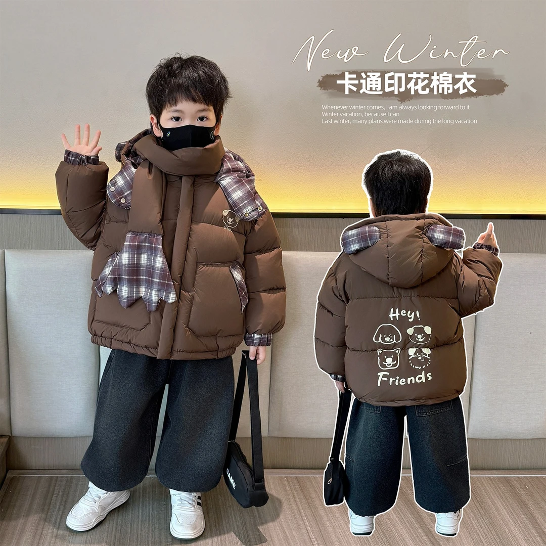 男宝宝冬装棉衣2025新款儿童加绒棉服男孩超好看加厚小童棉袄外套