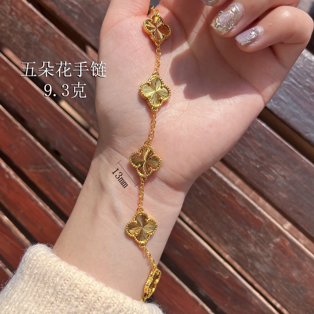 铜合金手链 五朵花手链 甜美时尚轻奢百搭清新精致简约手串镭射