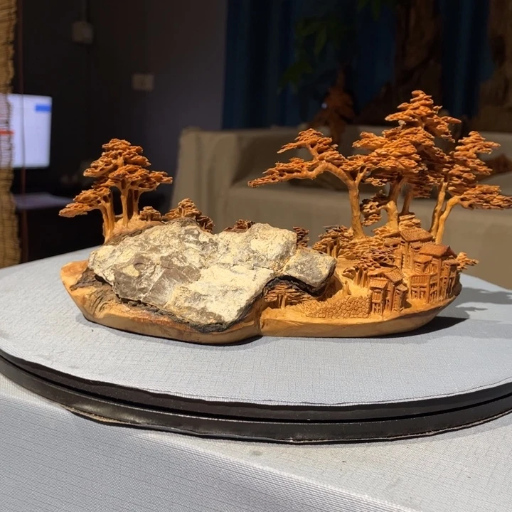 柏木（崖柏）圆*山里人家摆件