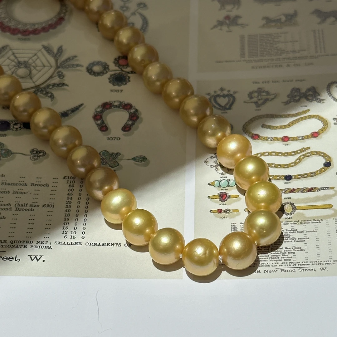 珍珠项链  日本金色珠珠项链 约10-12mm ZB251139