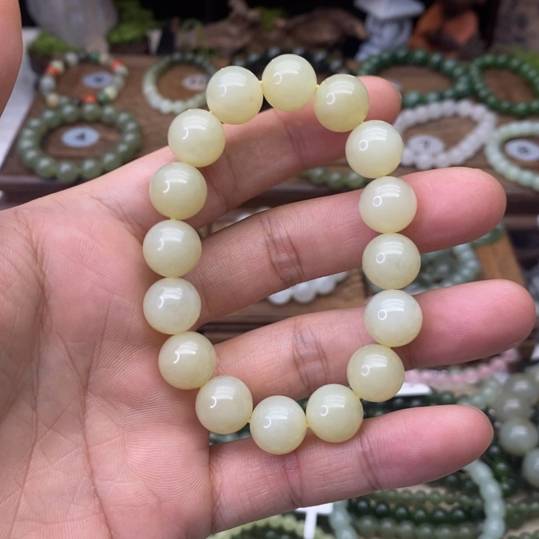 和田玉未镶嵌手链卡12若羌黄口