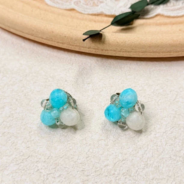 铜合金树脂耳饰 【六六中古】孤品复古耳夹th6658