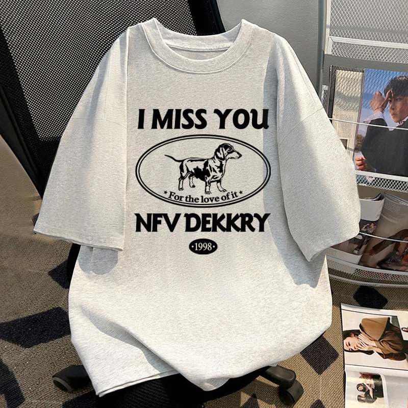 jtrt潮牌小狗字母印花短袖T恤男女夏季百搭宽松重磅260g纯棉上衣