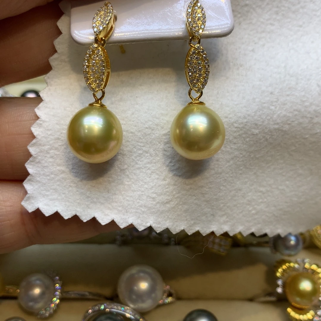 银S925镶嵌耳饰海水珍珠