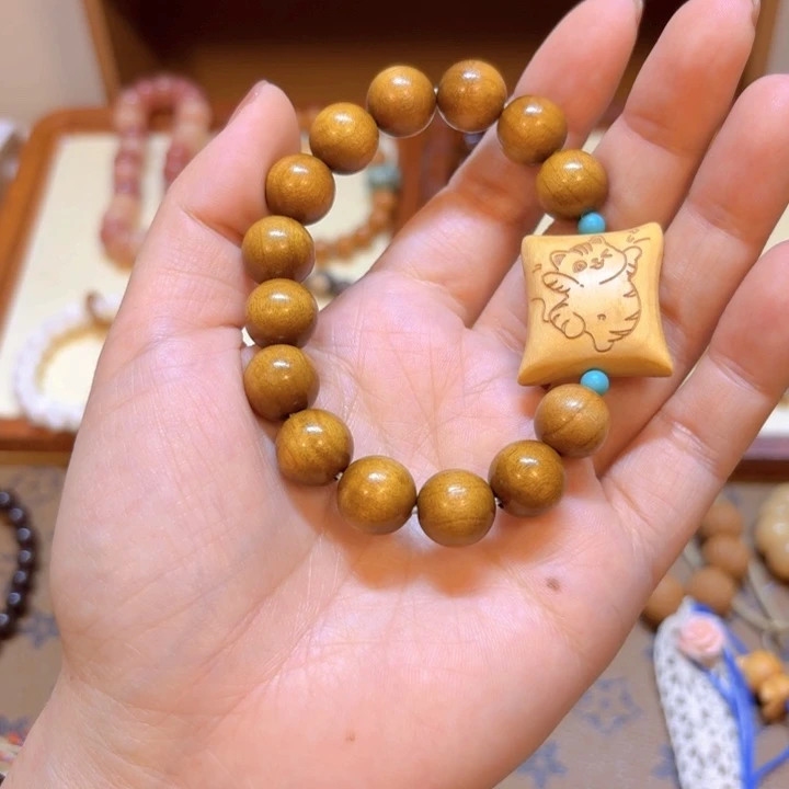 星月菩提手串金丝檀木无忧猫