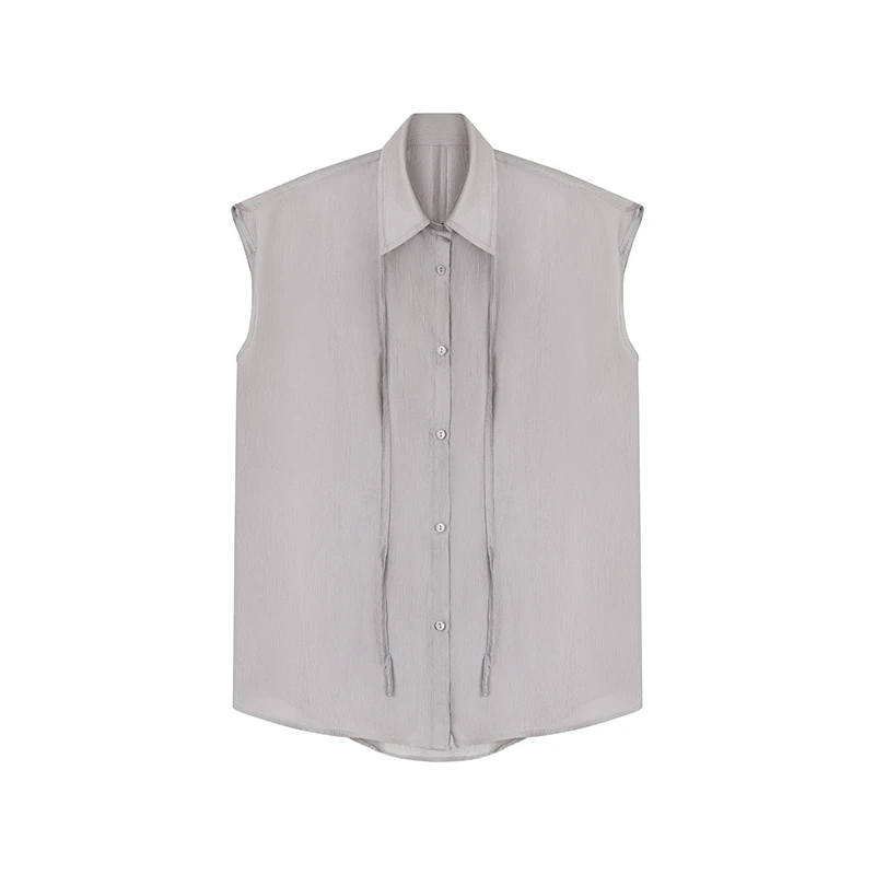 「凉城有意」2025夏季新款无袖设计感宽松气质衬衫上衣L992