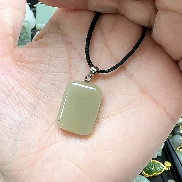 和田玉银S925镶嵌吊坠(不含链)