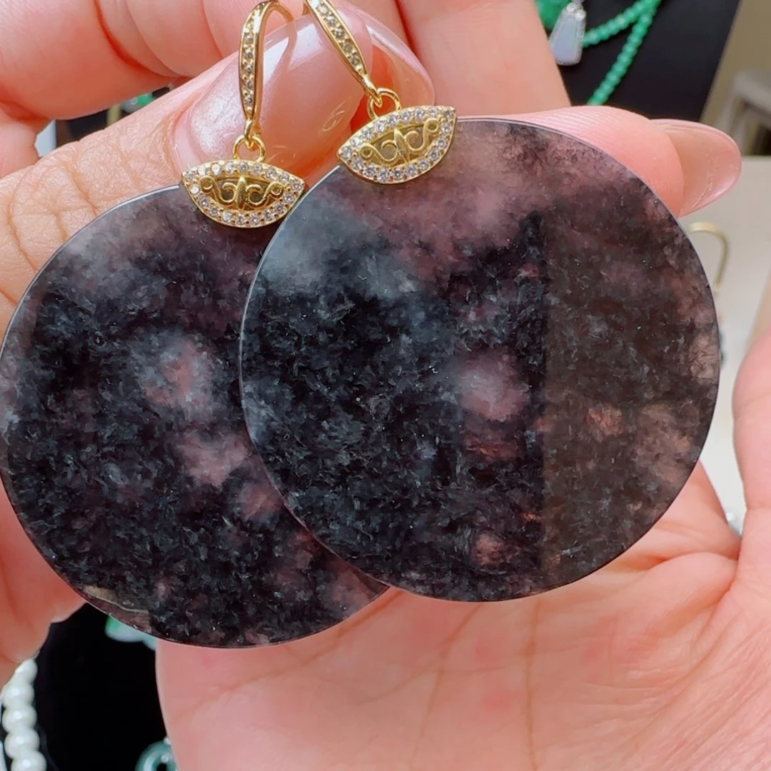 翡翠银S925镶嵌耳饰耳钩款