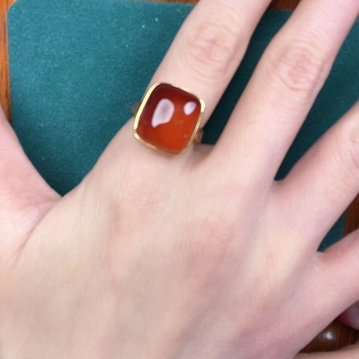 血珀戒指银S925镶嵌戒指