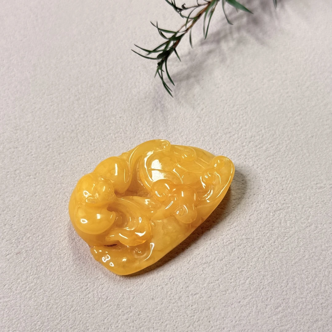 【六六中古】孤品复古天然蜜蜡吊坠te8430