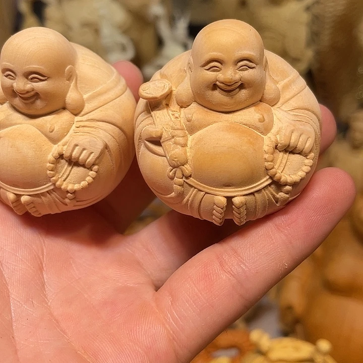 黄杨木小瑕疵一团和气一对