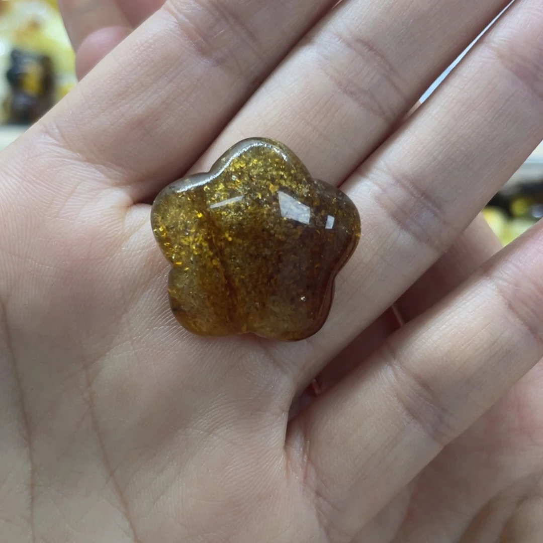 琥珀裸石未镶嵌3.6克爆闪星星