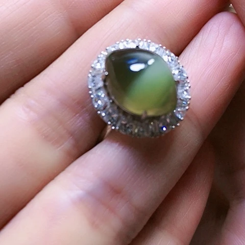 和田玉戒指银S925镶嵌