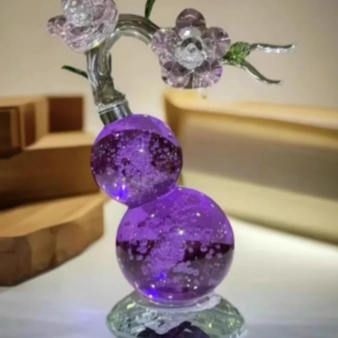 新款双花紫色葫芦摆件客位轻奢高档好物乔迁新居礼品