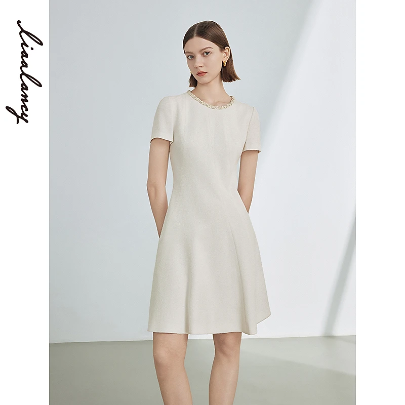 朗姿法式复古高级感小香风气质裙子年夏季新款收腰显瘦欧若风