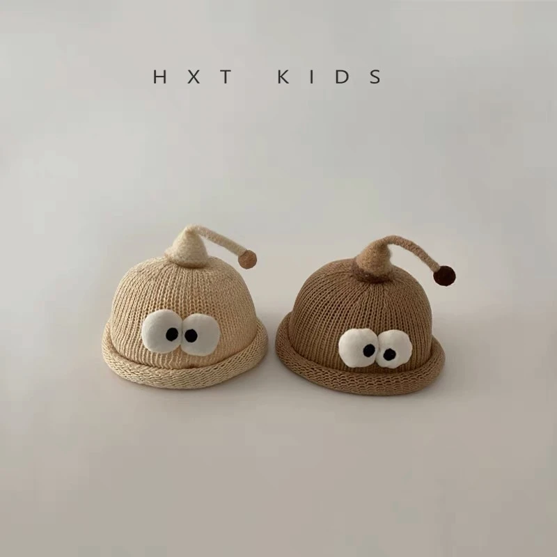婴幼儿可爱搞怪遮阳草帽夏季宝宝薄款套头帽男女小月龄防晒太阳帽