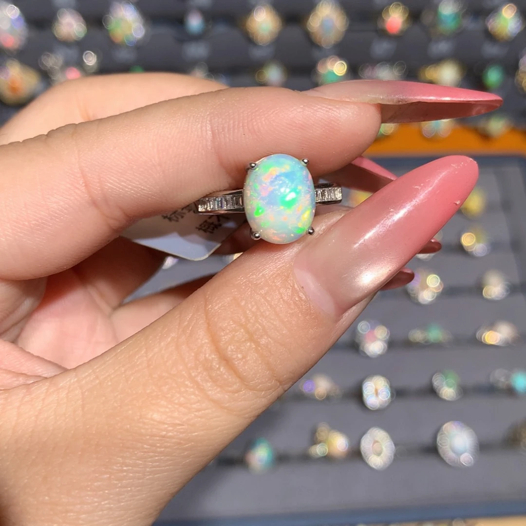 银S925镶嵌欧泊欧泊戒指l