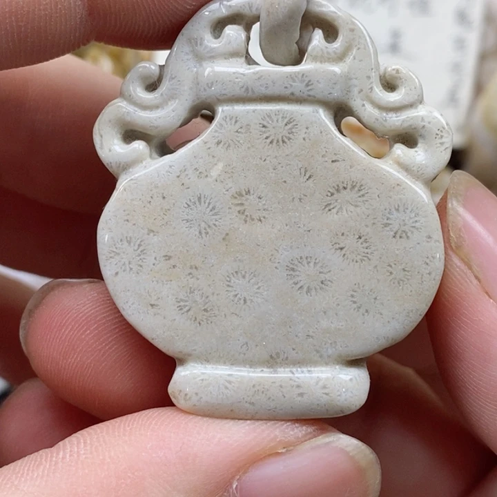 颈饰未镶嵌硅化珊瑚（珊瑚玉）