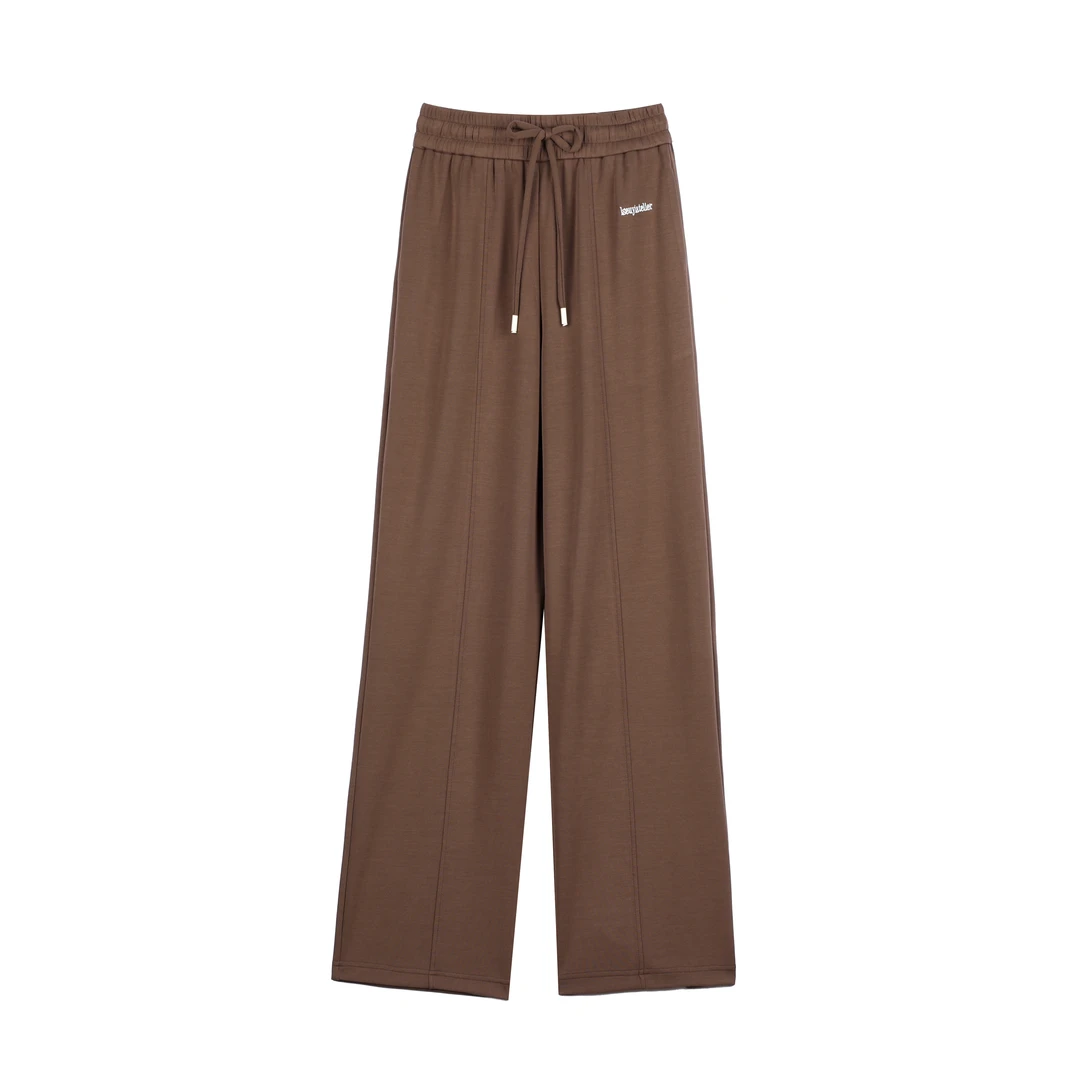 2025字母升级纯色设计感刺绣休闲裤女春夏新款拖地阔腿裤夏季