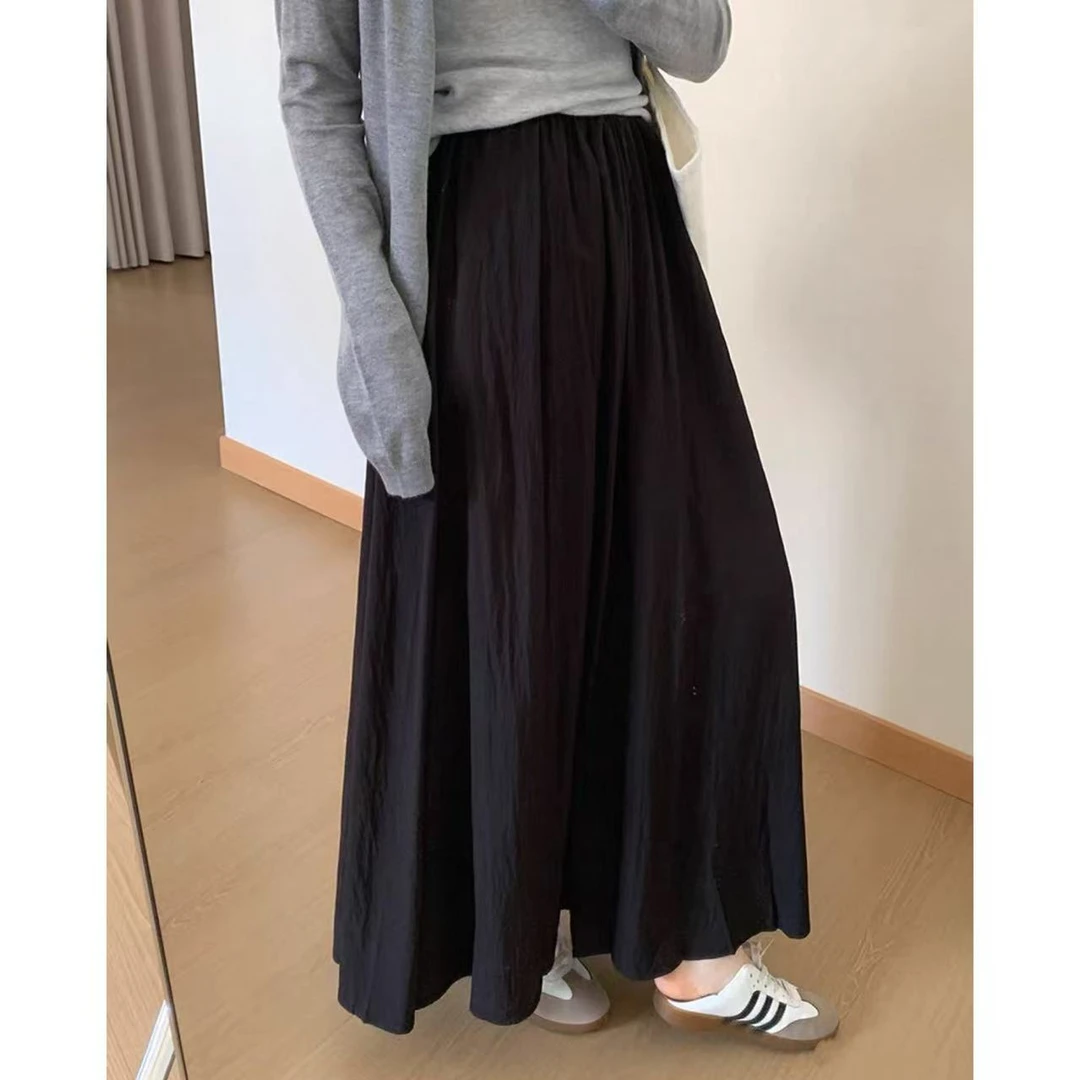 C.TY 高腰垂感a字伞裙2025夏季新款慵懒风压褶设计半身裙a802