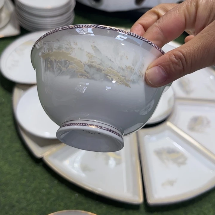 瓷片海岸高脚碗十个微瑕4.5寸