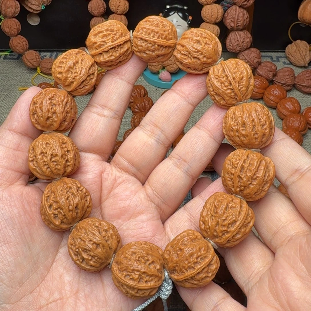 手串文玩核桃流水纹京八棱手串微瑕24