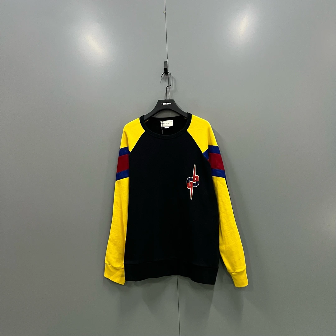 未使用 GUCCI/古驰 jp916 607006 拼色印花logo卫衣 XL码