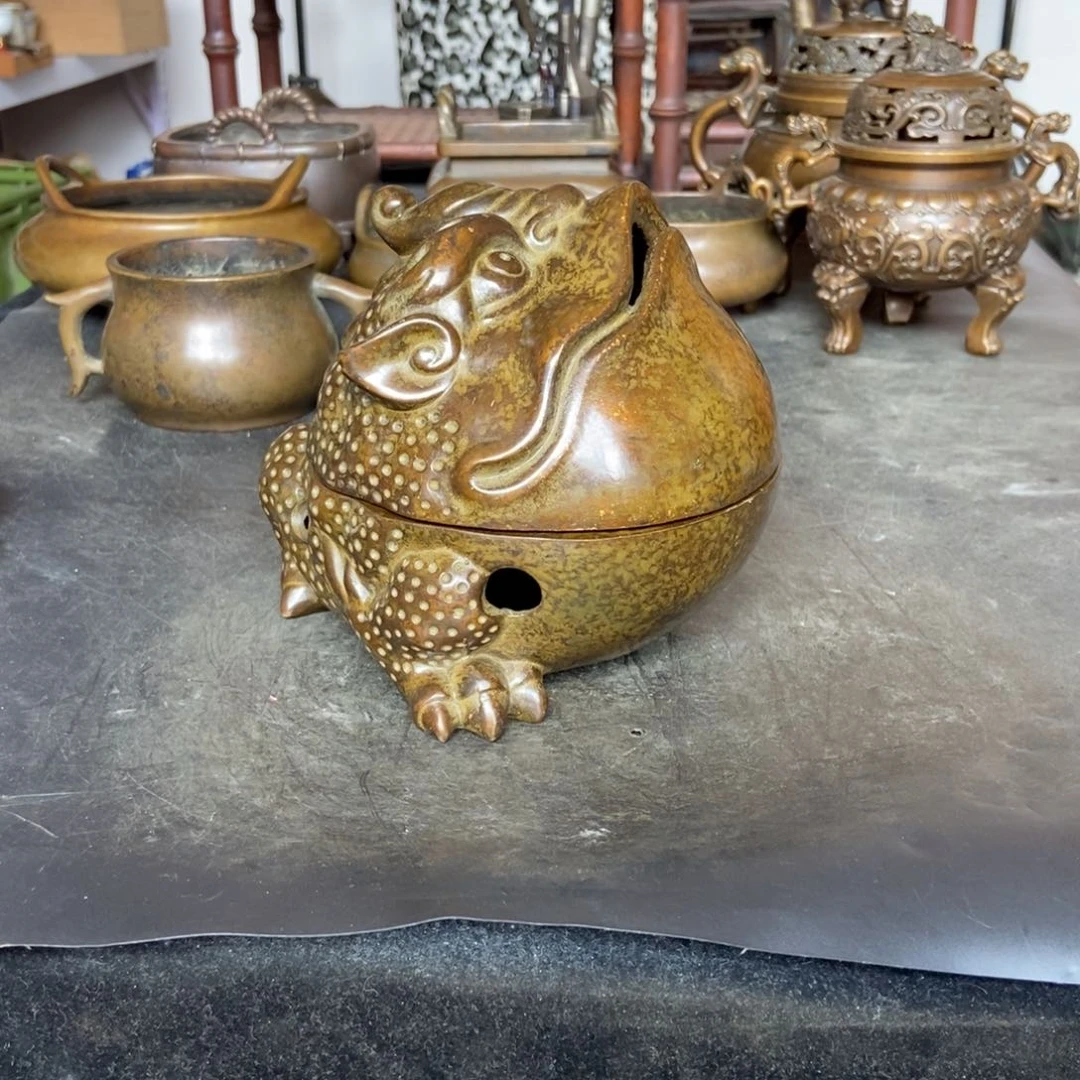 用***虎铜器工艺品摆件香炉摆件