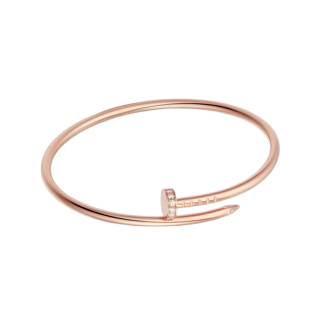 99新 Cartier/卡地亚 JUSTE UNCLOU系列玫瑰金窄版头尾钻钉子手镯