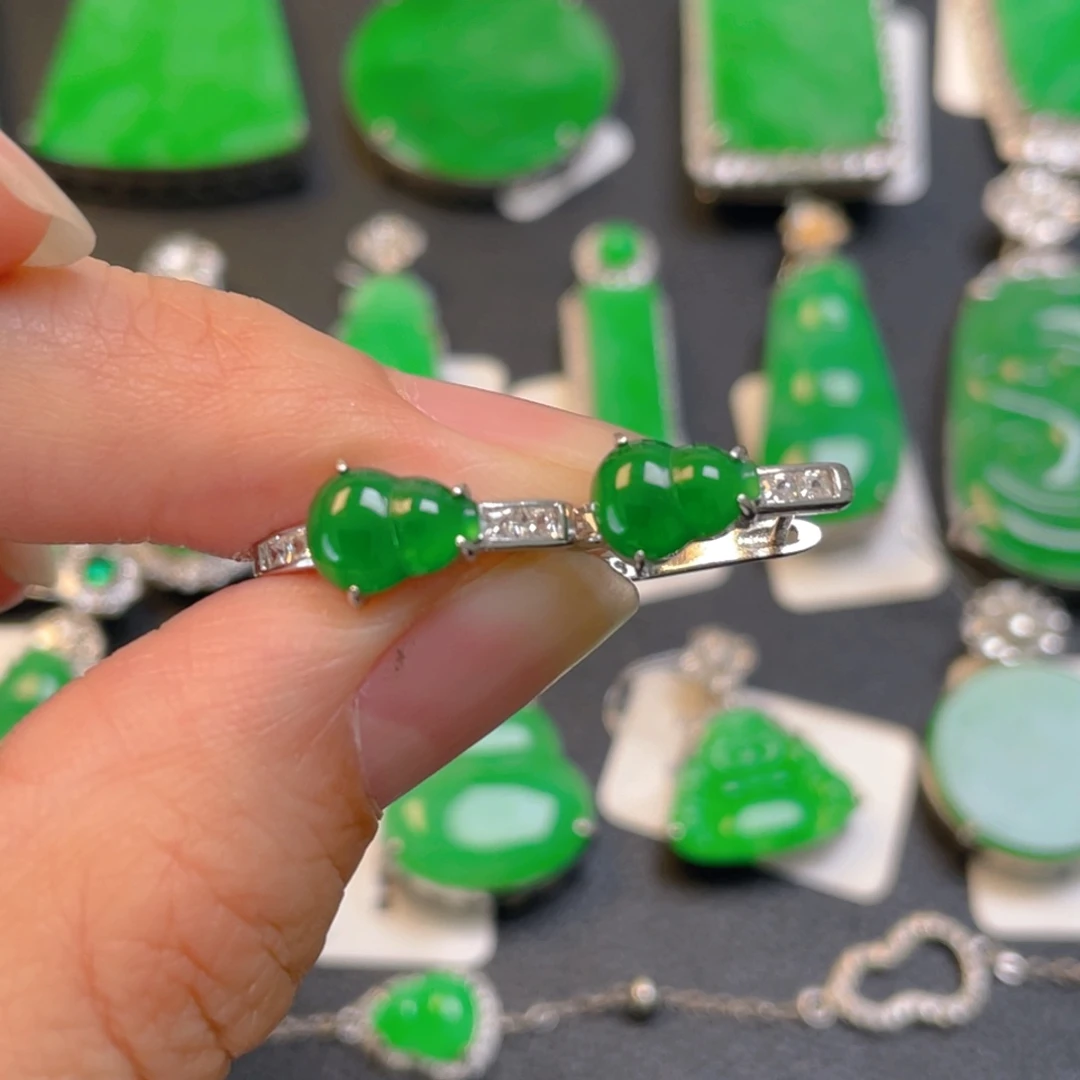 翡翠银S925镶嵌吊坠(不含链)耳包