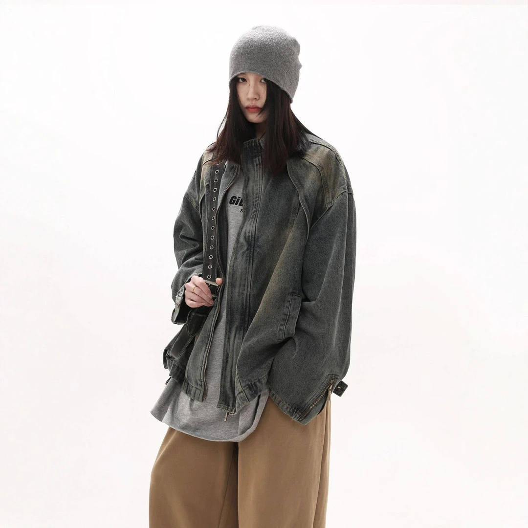 JIN·101~150新款外套网红复古宽松机车休闲款春秋牛仔外套