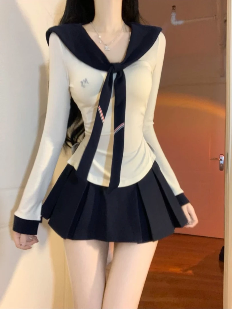 蜜九【海派学院】辣妹基础修身t恤坎肩两件套原创设计感上衣内搭春