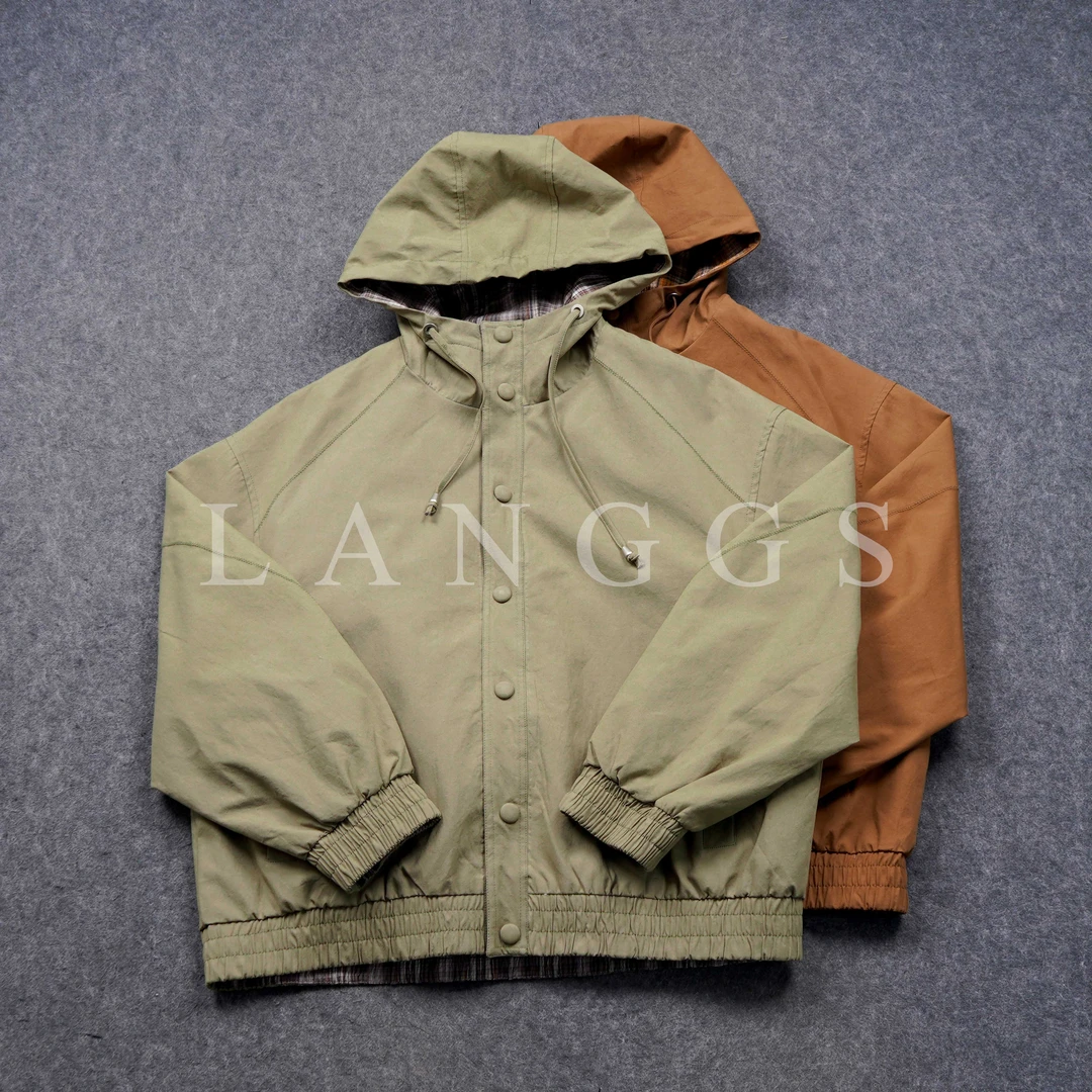 LANGGS&浪叔 早春高级拼色混纺连帽休闲百搭夹克外套-25SY7143