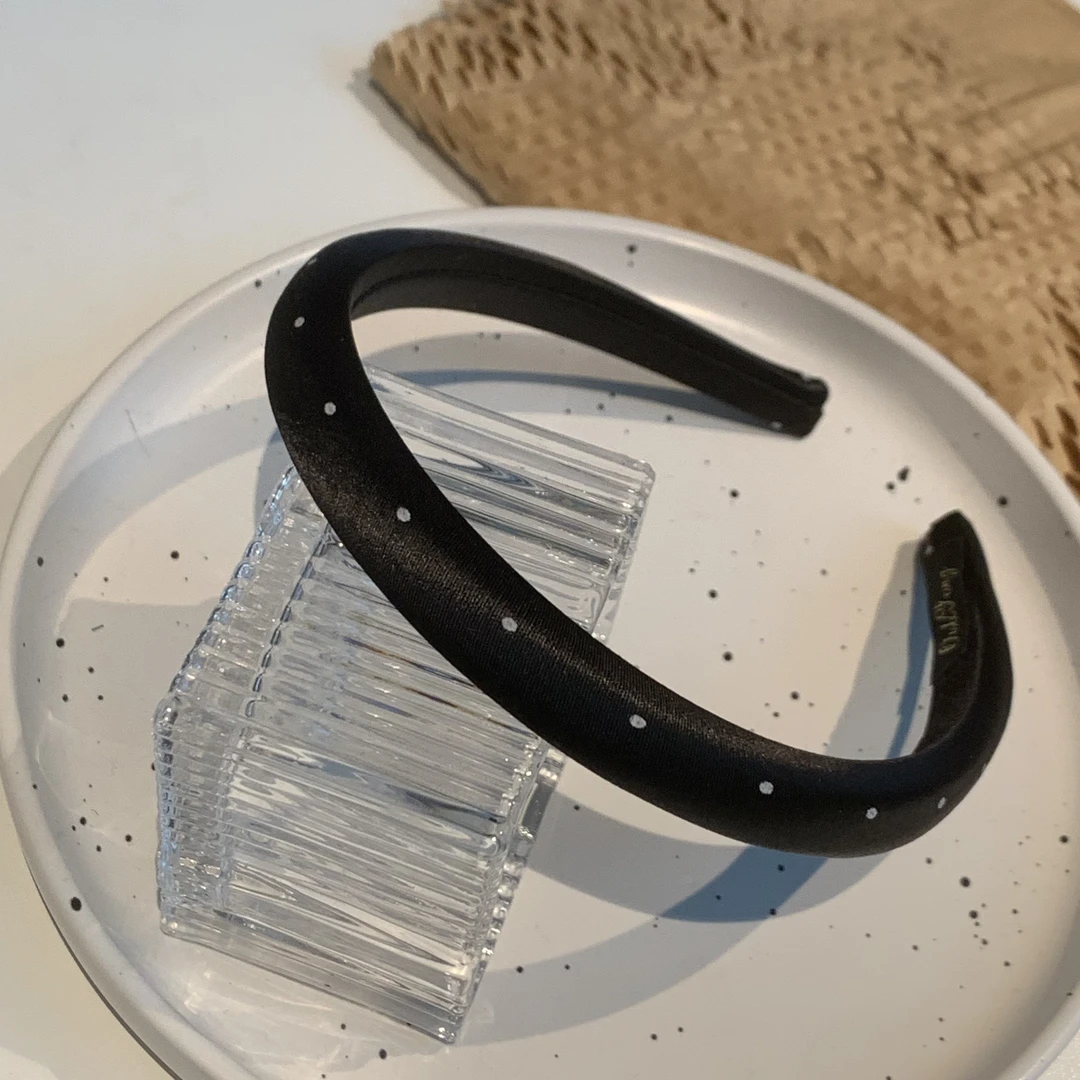 FF023｜发箍｜缎面黑底波点细1.5cm｜淘贩