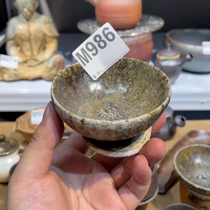 手工制作柴烧茶杯打磨微瑕986