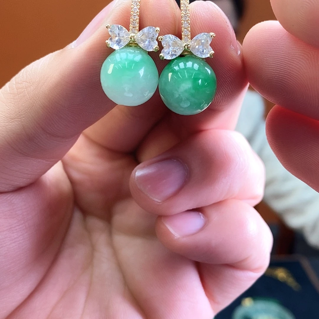 翡翠银S925镶嵌耳饰耳饰