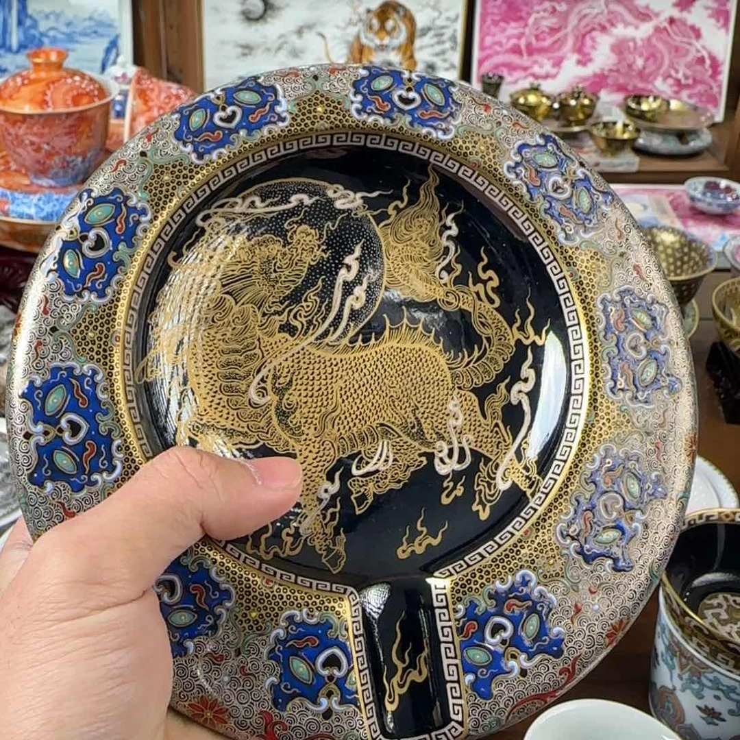 王麒麟望月高端茶具错金银