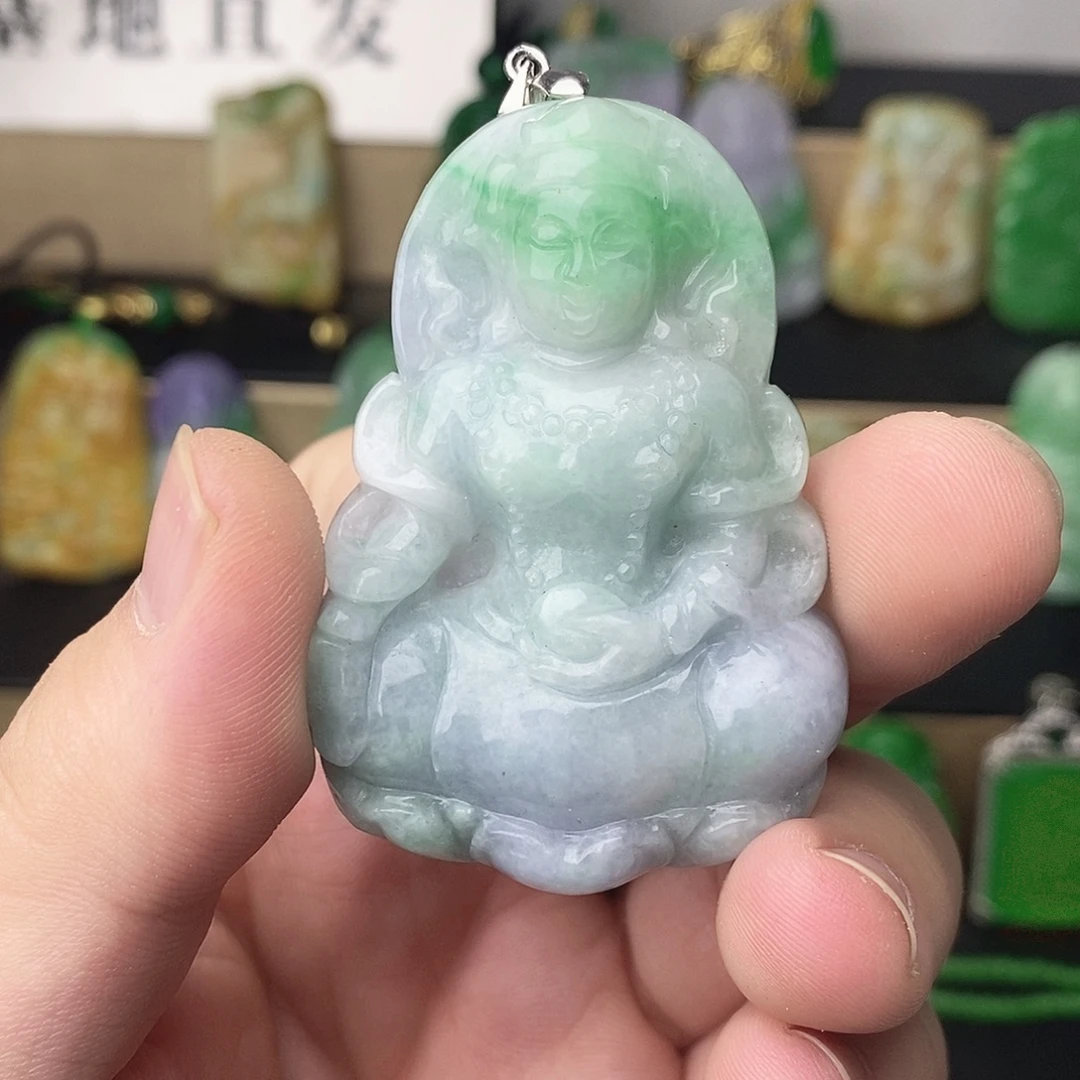 翡翠银S925镶嵌吊坠(赠链)