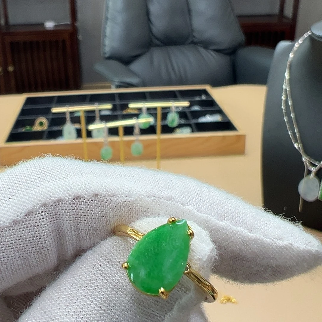翡翠银S925镶嵌戒指戒指