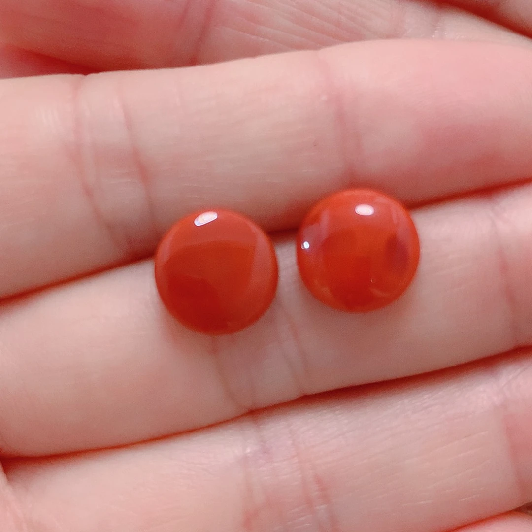 南红玛瑙耳钉银S925镶嵌