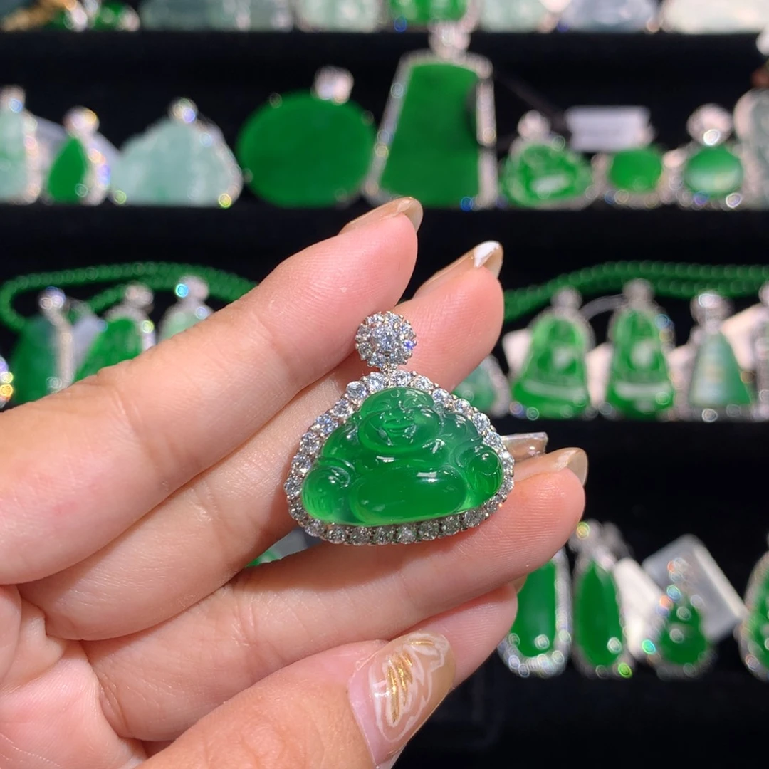 【闪购商品】翡翠银S925镶嵌颈饰天然翡翠