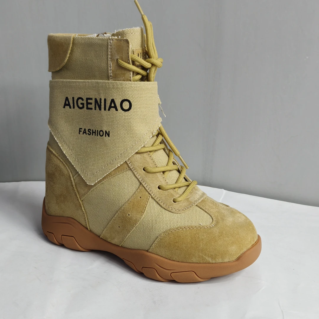 增高9-12cm马丁靴女2025春秋新款厚底复古中筒靴切尔西女靴子