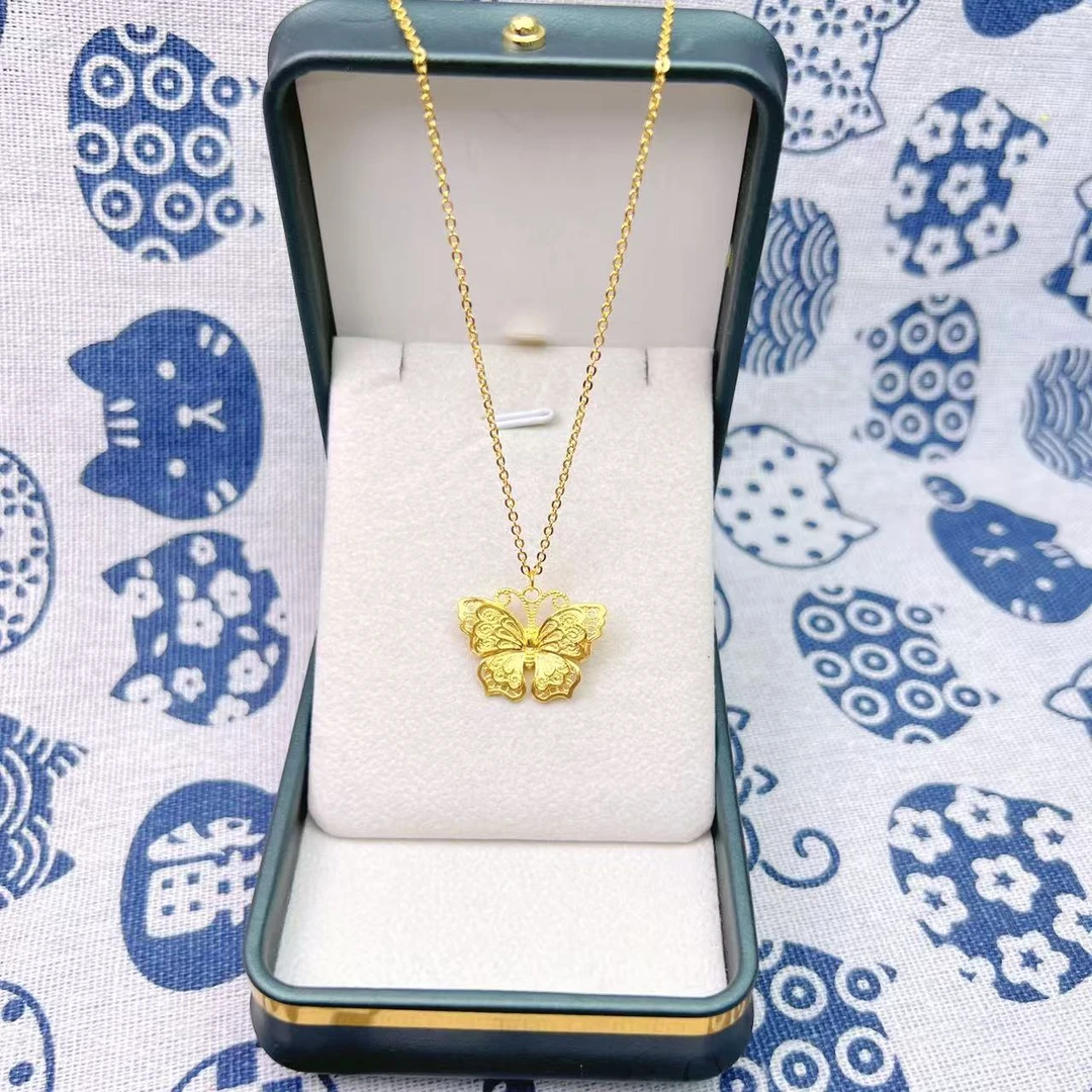 金御缘0工费足金999.9花丝蝴蝶套链时尚轻奢百搭简约素款精致