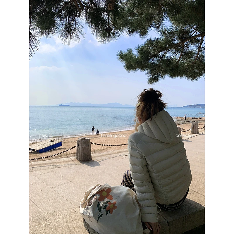 THREE GOOOD/三吉三星安心新国标90绒轻薄保暖连帽排骨羽绒服6685