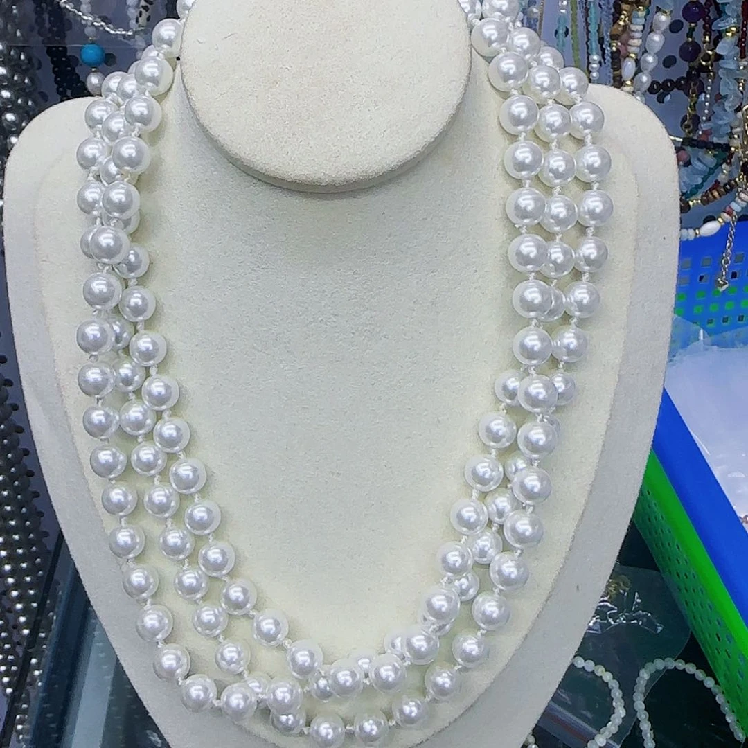 施珠，不是淡水120厘米白色未镶嵌紫晶