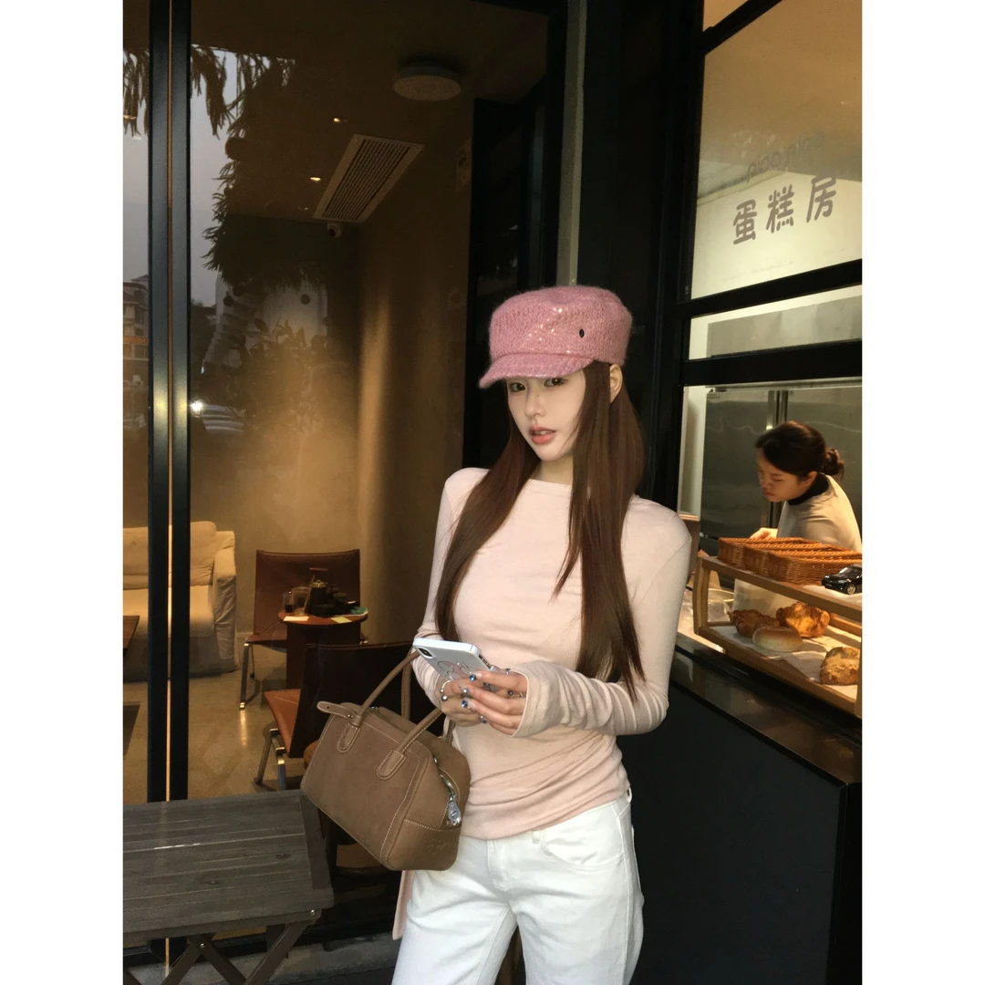 WSMY打底衫百搭纯色显瘦T恤冬修身打底网红外穿圆领长袖显瘦