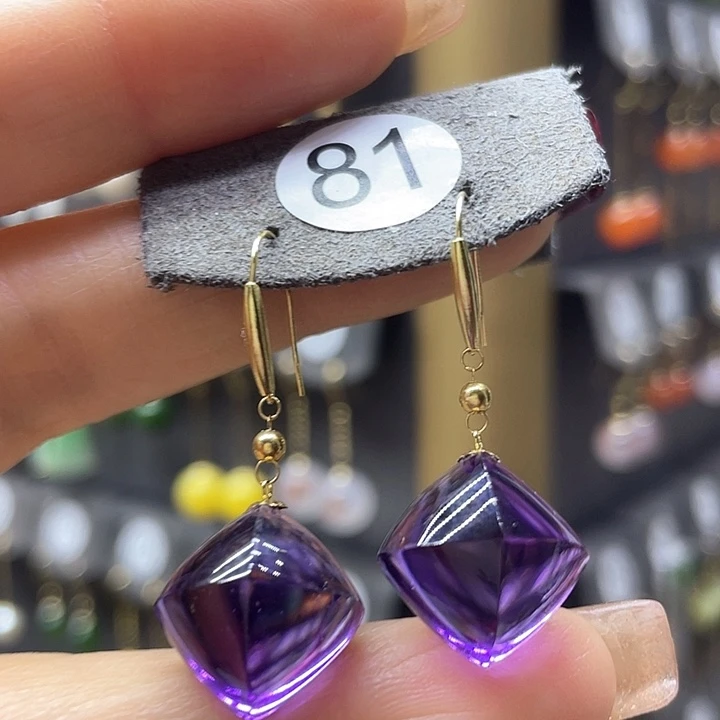 紫晶耳饰18K金镶嵌耳饰