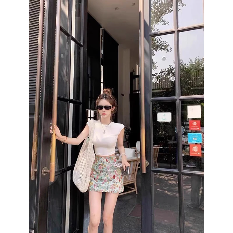 美式重工提花显白清新短裙子女2025春夏季新款百搭显瘦a字半身裙