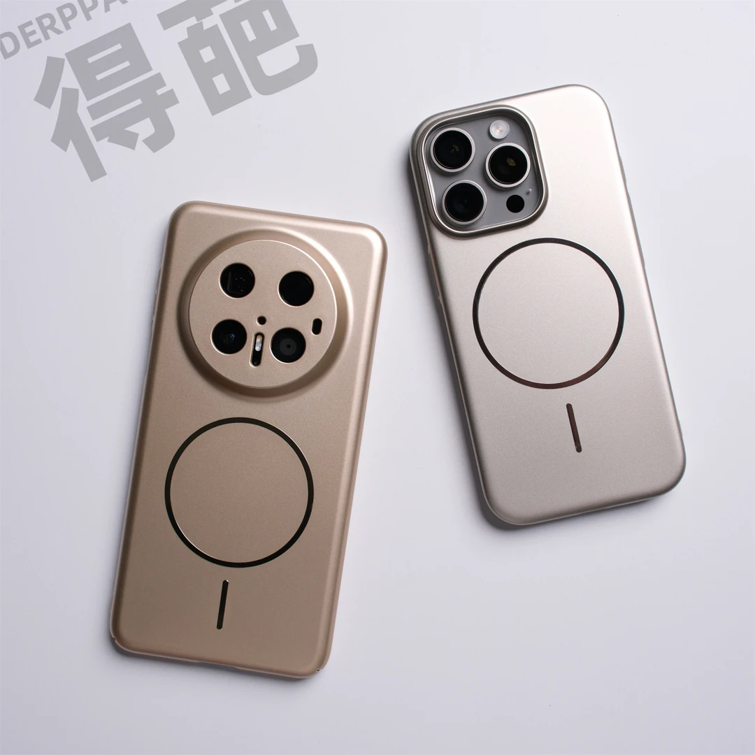 得葩轻薄金属光泽苹果17promax磁吸手机壳iphone16简约15/14华为