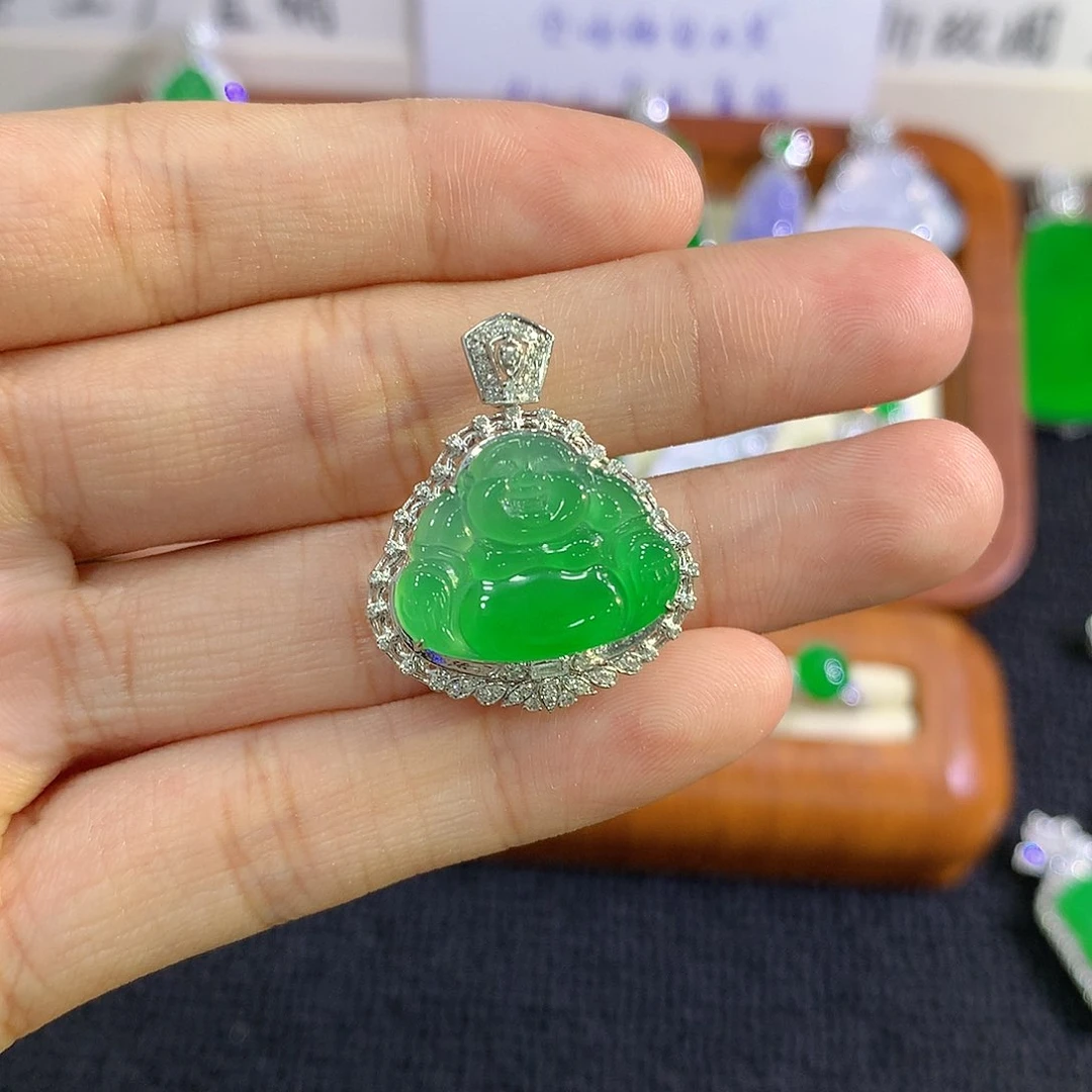 【闪购商品】吊坠(不含链)18K金镶嵌翡翠佛公